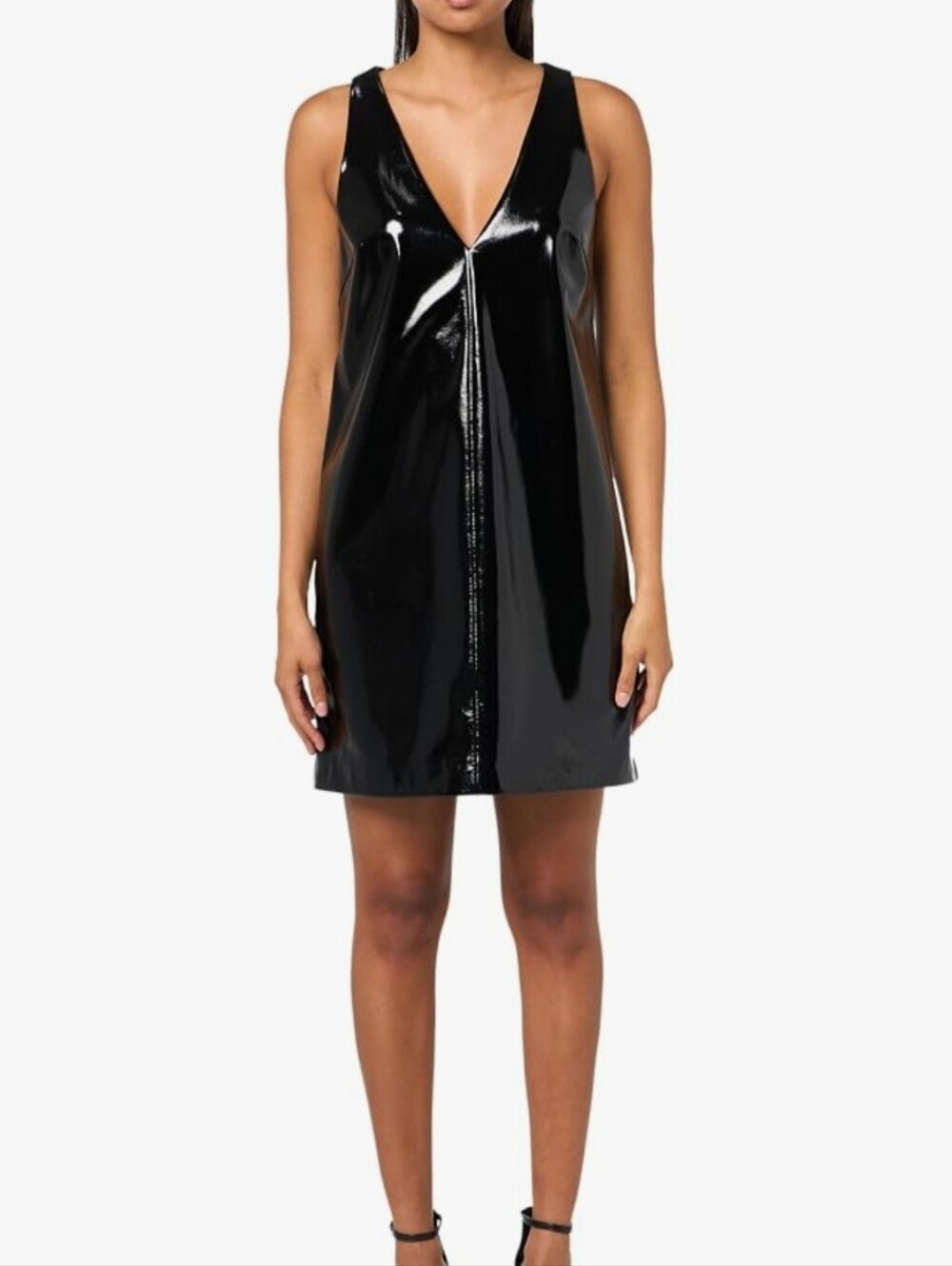 HUGO Boss Kadice-1 Women's Faux Leather A-Line Mini Dress Black US 0 NWT